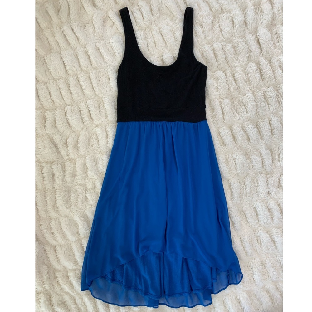 Express Hi Lo Sleeveless Blue Black Dress